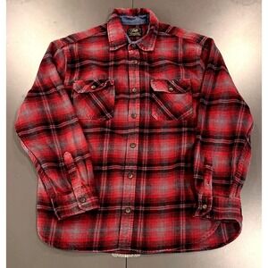 Jachs MFG Heritage Flannel Mens XL Red Black Plaid Button Down Excellent Shirt